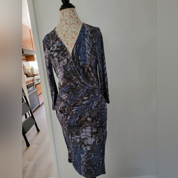 Miss Tina Dresses & Skirts - Miss Tina Blue and Black Long Sleeve Dress Size12-14